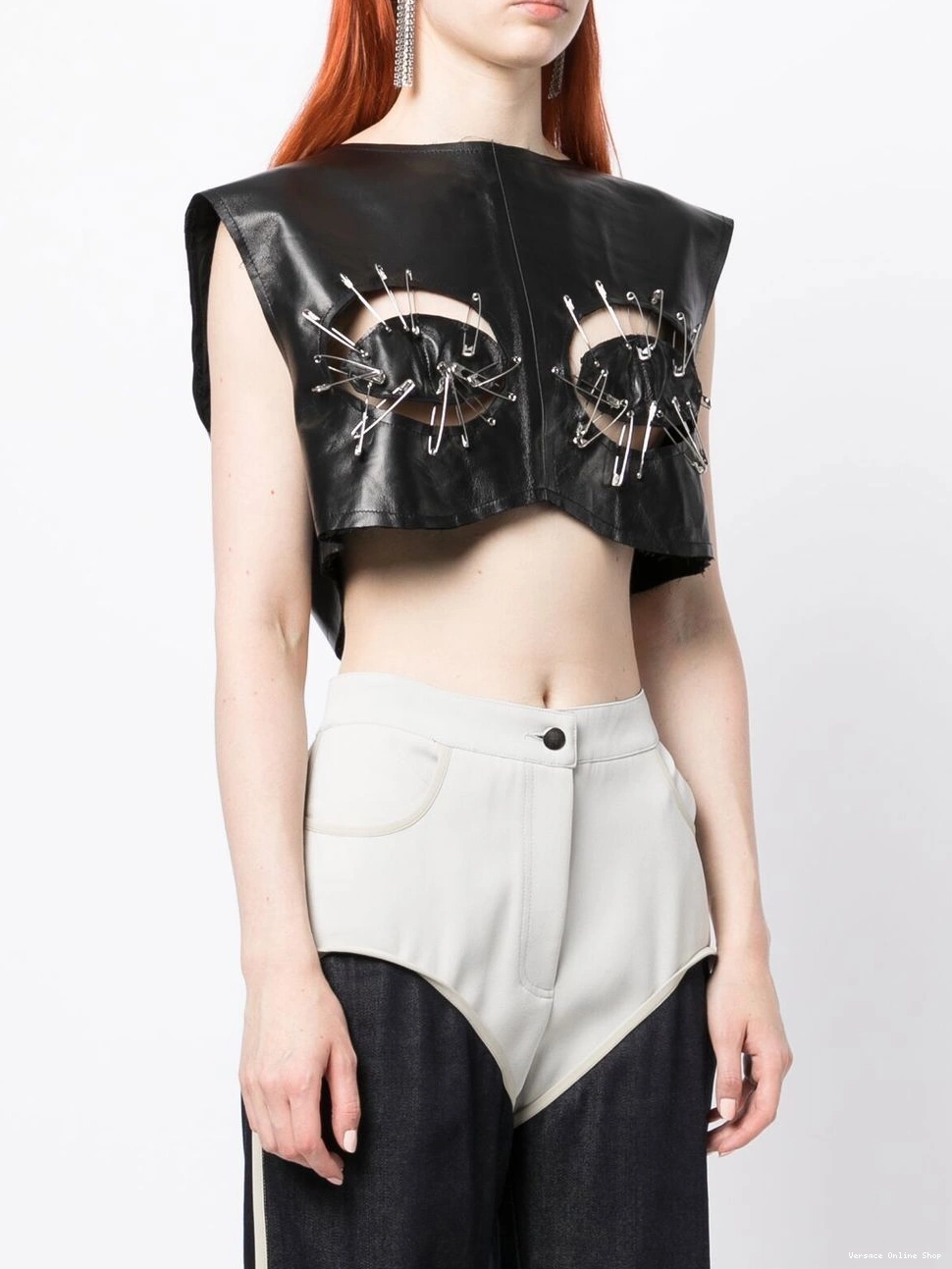 Affordable Women Versace top safety-pin detail 0630